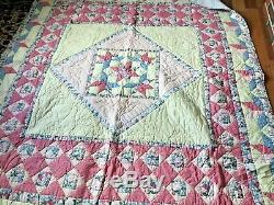 Vintage Handmade Quilt Done In Stars And Muilty Colors