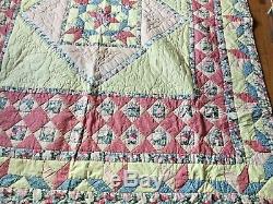Vintage Handmade Quilt Done In Stars And Muilty Colors