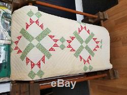 Vintage Handmade Quilt Double Full 87 x 88 Block Pattern Shapes