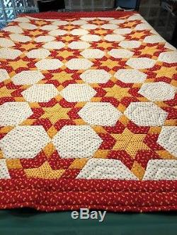 Vintage Handmade Quilt Double Star Pattern