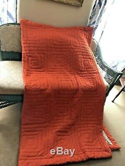 Vintage Handmade Quilt Log Cabin Patchwork Bedspread Blanket 74x84 Estate