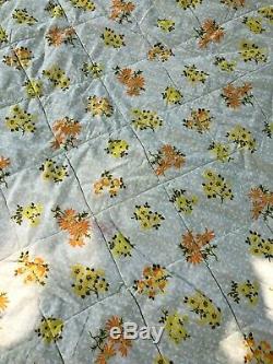Vintage Handmade Quilt Machine Stitched Scraps Full / Queen 76 x 102