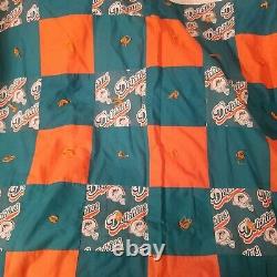Vintage Handmade Quilt Miami Dolphins NFL Football Quilt 76x80 As Is