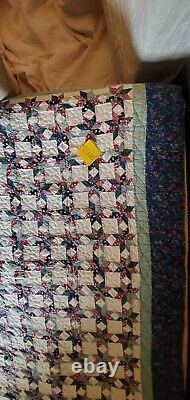 Vintage Handmade Quilt Multicolor Stars Full Handstitched Patchwork BEAUTIFUL