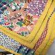 Vintage Handmade Quilt Multicolored Back Is Yellow 78 1/2 X 64 1/2
