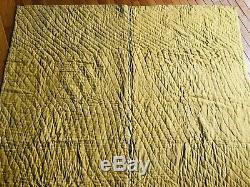 Vintage Handmade Quilt Multicolored Back is Yellow 78 1/2 X 64 1/2