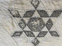 Vintage Handmade Quilt Ozark Diamond 62x62 Hand Quilted