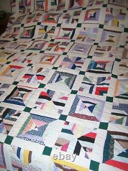 Vintage Handmade Quilt Patchwork Multi Color 90 X 106 Great Smokey Mnts