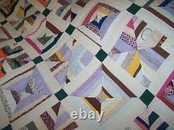Vintage Handmade Quilt Patchwork Multi Color 90 X 106 Great Smokey Mnts