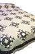 Vintage Handmade Quilt Queen Size 102x 88 Off-white & Blue Floral Withwhite Back
