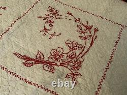 Vintage Handmade Quilt Red Work