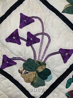 Vintage Handmade Quilt Show Heirloom Applique 3D Flowers Garden Signed