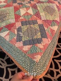 Vintage Handmade Quilt Square In A Square