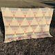 Vintage Handmade Quilt Sugar Loaf Pyramids Peach Multicolor Triangle