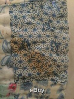 Vintage Handmade Quilt White And Blue Fabric Good Condition