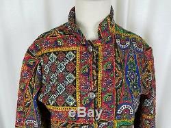 Vintage Handmade Quilted Patchwork 60s 70s Hippie Hippy Boho Jacket Womens M L