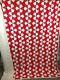 Vintage Handmade Red & White Cotton Quilt Blanket Measures 78 X 92