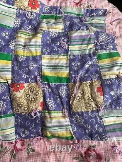 Vintage Handmade Sixteen Patch 30s era Feedsack Farmhouse Quilt Full Size