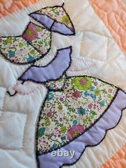 Vintage Handmade Stitched Southern Belle Quilt Sunbonnet Sue NOS Ex Cond