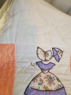 Vintage Handmade Stitched Southern Belle Quilt Sunbonnet Sue NOS Ex Cond