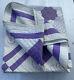Vintage Handmade Two Color Charming Quilt 81 X 70 Two Color Purple & White