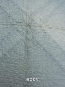 Vintage Handmade Two Color CHARMING Quilt 81 X 70 Two Color PURPLE & WHITE