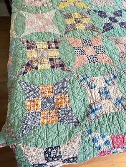 Vintage Handmade Windmill Blades Patchwork Quilt 71 x 81 A497