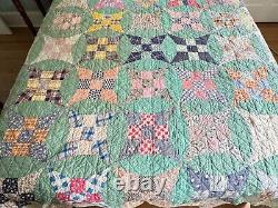 Vintage Handmade Windmill Blades Patchwork Quilt 71 x 81 A497