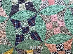 Vintage Handmade Windmill Blades Patchwork Quilt 71 x 81 A497