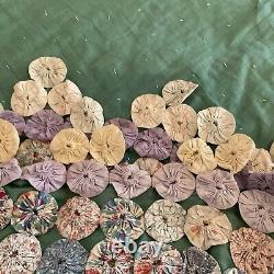 Vintage Handmade Yo Yo Quilt Appliqué Stylish Cottagecore Large Full Queen