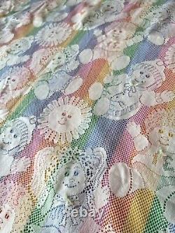 Vintage Handmade quilt 66 X 44 Lace With Rainbow backing/ Purple Backside