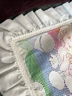 Vintage Handmade quilt 66 X 44 Lace With Rainbow backing/ Purple Backside