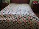Vintage Handmade Quilt Modified Cathedral Windowith / 96 X 100 Beautiful