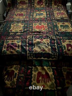 Vintage Handmade quilt top RARE DESIGN 100s of Appliques Elephants People Flower