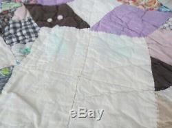 Vintage Handmade stitched Quilt Point Eight Star pattern 78 x 66