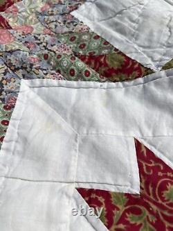 Vintage Handsewn Star Patchwork Quilt 80 X 80
