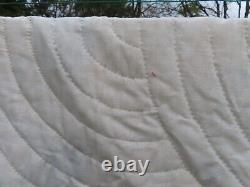 Vintage Handstitched Patchwork Quilt Unused 90x80 Multicolor w Red Trim