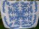 Vintage Hawaiian Blue White Cotton Quilt 76 X 88