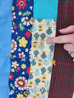 Vintage Heavy Hand Stitched Colorful Patchwork Quilt 104 X 102