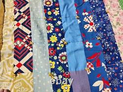 Vintage Heavy Hand Stitched Colorful Patchwork Quilt 104 X 102