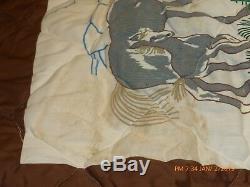 Vintage Horse Quilt Hand Painted Hand Made 70x84 mares foals brown black gray