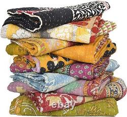 Vintage Kantha Quilt Indian Reversible Throw Handmade Blanket Wholesale LOT