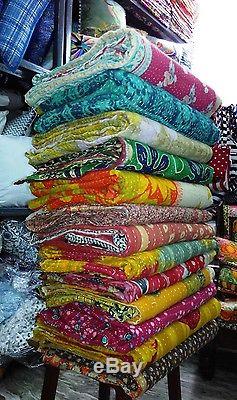 Vintage Kantha Quilt Reversible Throw Gudri Wholesale Handmade Blanket Lot 10 pc