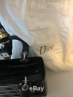 Vintage Lady Dior Handbag Cannage Quilt Patent Medium