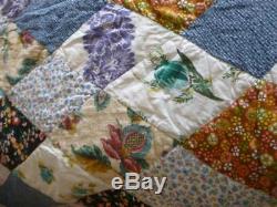 Vintage Large Patchwork Double Bedspread Throw Quilt 96 x 84 (8' X 7') 1950/60
