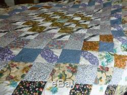 Vintage Large Patchwork Double Bedspread Throw Quilt 96 x 84 (8' X 7') 1950/60