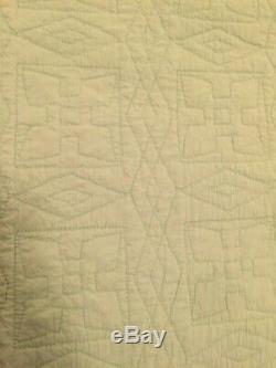 Vintage Light Green Four Patch Hand Made Flour Sack Quilt 92 X 77 5 Star