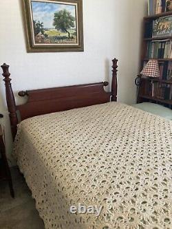 Vintage MAINE crochet bedspread handmade wool from Maine sheep. One of a Kind