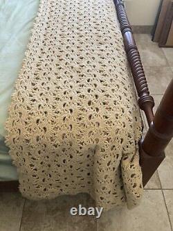 Vintage MAINE crochet bedspread handmade wool from Maine sheep. One of a Kind