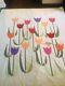 Vintage Mid Century Modern Handmade Appliqué Floral Tulips? Quilt 80 X 95